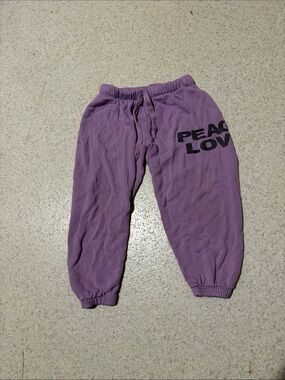 Kids Cozy Purple 'Peace Love' Joggers